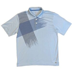 Vintage Champion Men's Golf Polo Shirt‎ Size M Light Blue Plaid Graphic Dry Fit